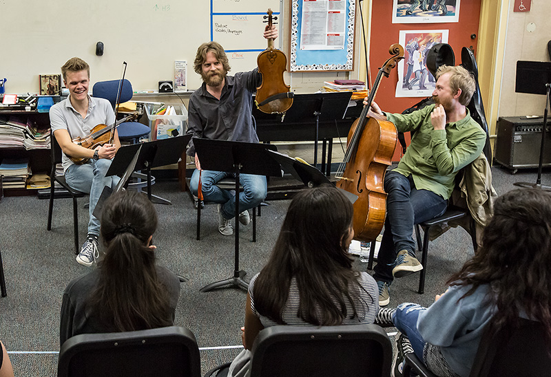 UCSB Arts & Lectures - Danish String Quartet outreach 2/29/16 Santa Barbara Junior High © David Bazemore