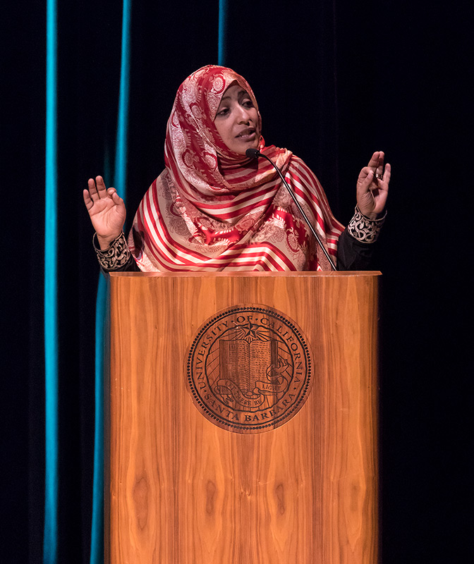 Tawakkol Karman at UCSB Arts & Lectures 4/8/17 Campbell Hall